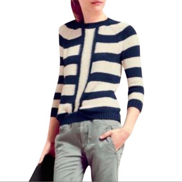 J. Crew Linen Blend Mixed Stripe Sweater Pullover Size Small Knit - Picture 2 of 10